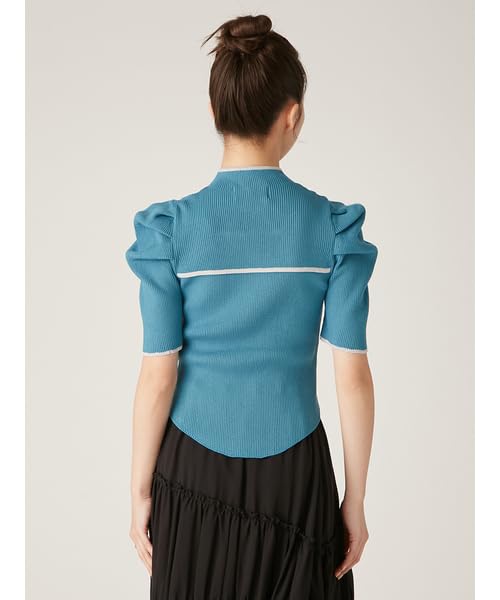 Lily Brown Chinese Detail Knit Top LWNT251172 Women's (Blue)