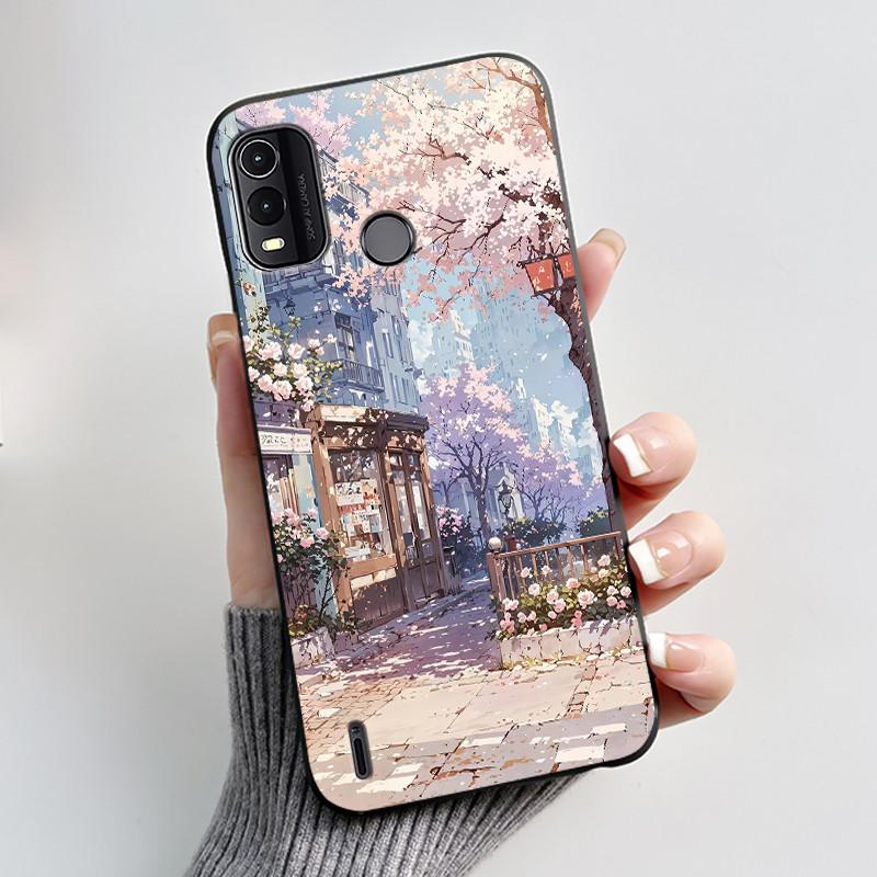 Schwarzes Case für Nokia G11 Plus Einzigartiges Design Schwarze Katze mit Korb Muster Schale Gelee Farbe Kratzfest Weiche Hülle