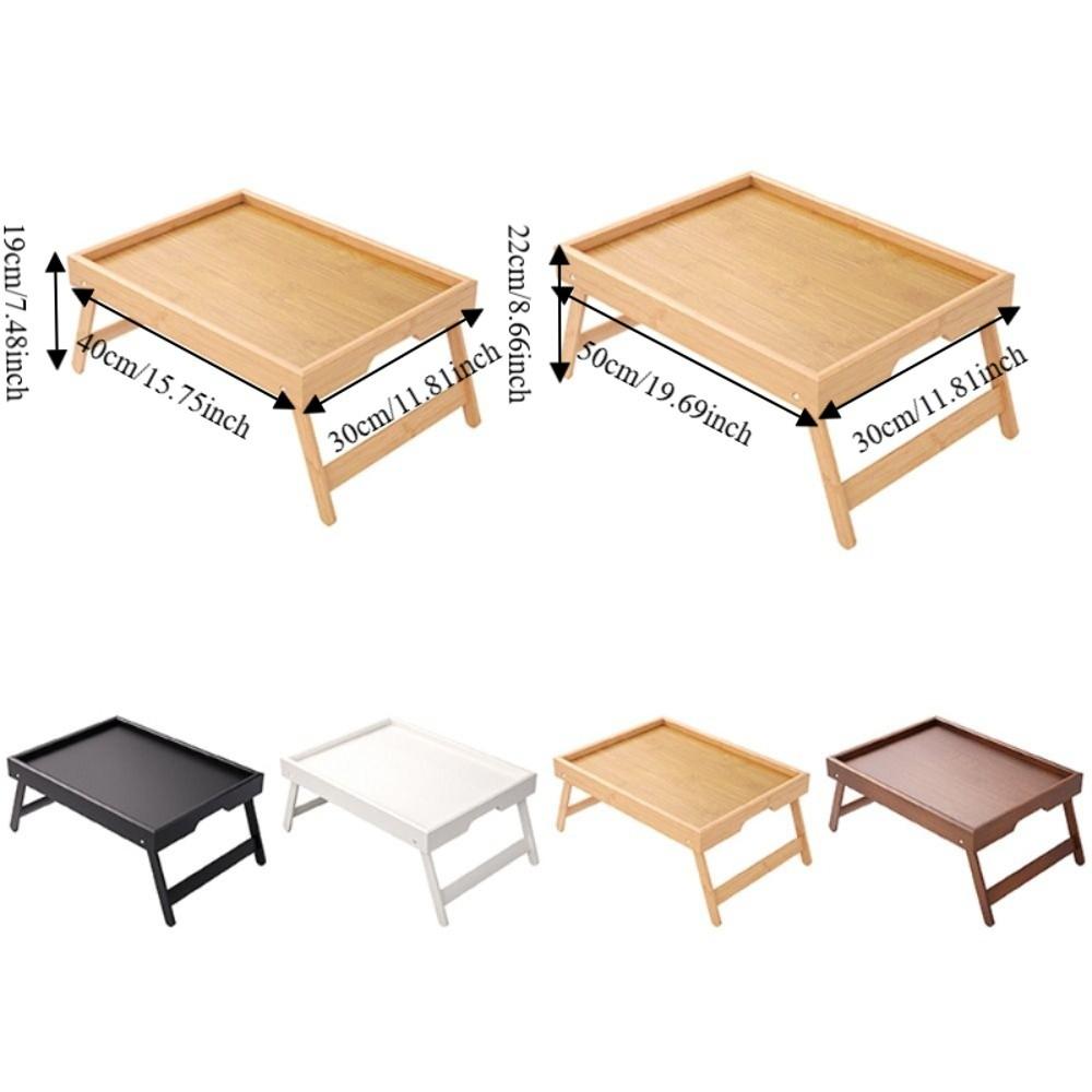 Natural Bamboo Bed Brunch Serving Tray Concealed Handle Bed Laptop Tray  Bedroom
