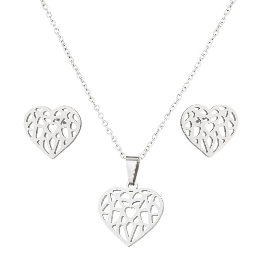 2025 Retro Angel Wings Jewelry Set: Stainless Steel Necklace  Earrings