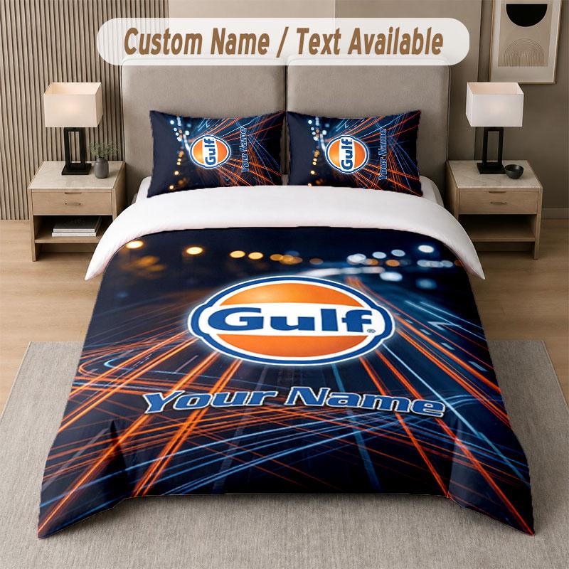 Custom Bedding Set Gulf Pattern, Print Name Text 1 Duvet Cover plus 2 Pillowcases Home Textile