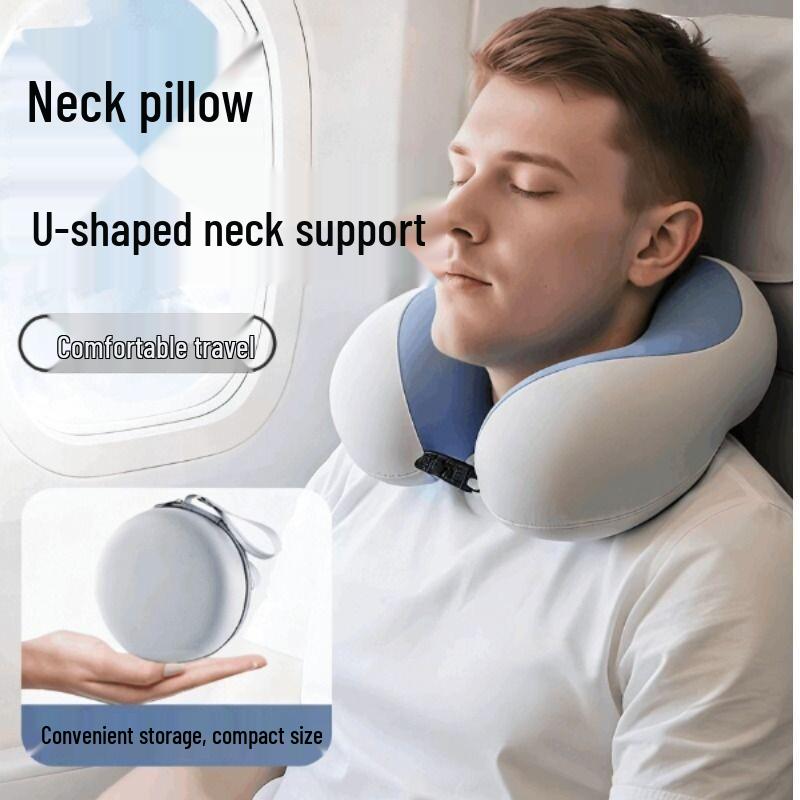 U-Shaped Memory Foam Travel Pillow: Detachable, Washable Ice Silk Cover for Cool Neck Support - Portable and Gift-Ready