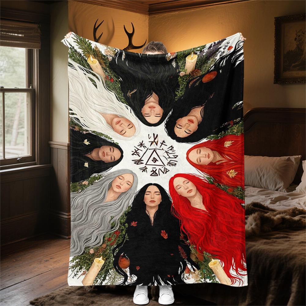1PC Wicca WitchcraftOutdoor Flannel Blanket - Soft Plush Decor for Picnics, camping, Bedroom, Playroom, Office, or Lunch Break 1288A