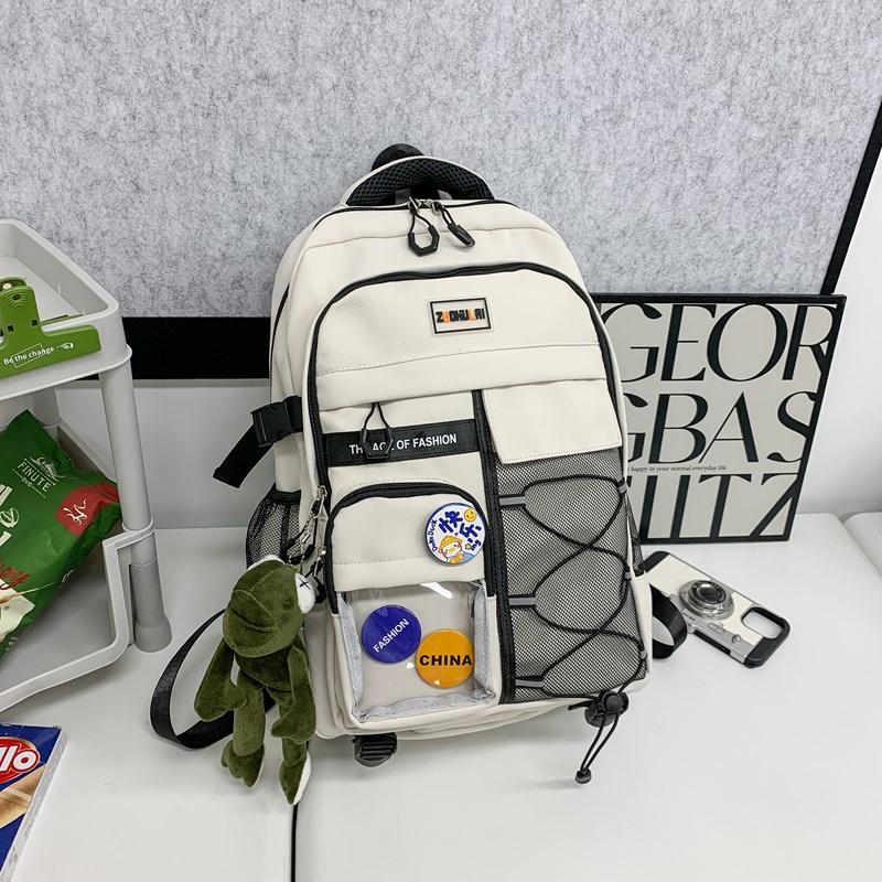 School Bag Japanese Retro Tooling Junior High School Students Trendy Cool Large Capacity School Bag Versatile Casual Couple Outdoor Travel Backpack