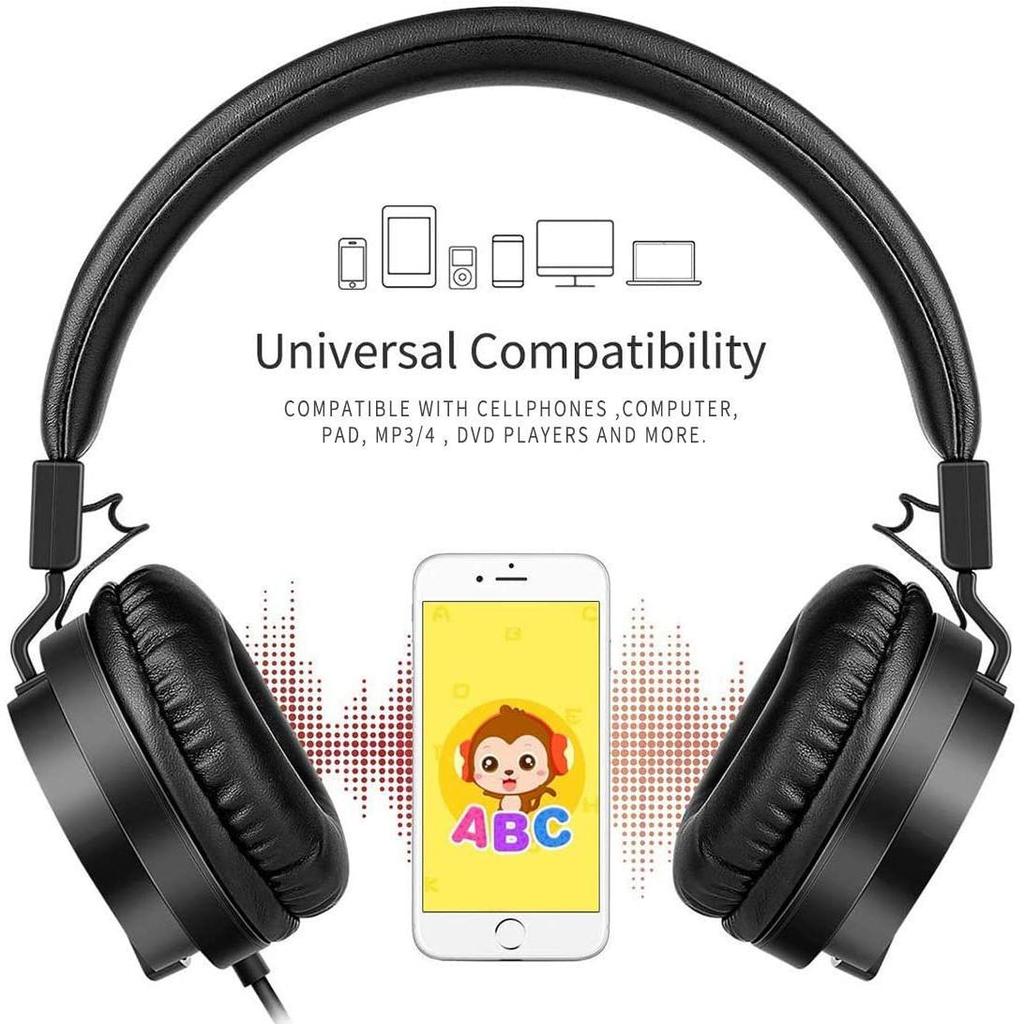 Gorsun Kids Headphones, Lightweight Stereo Wired Children's Headsets for Kids Adults Adjustable Headband Toddler Headset for Smartphones