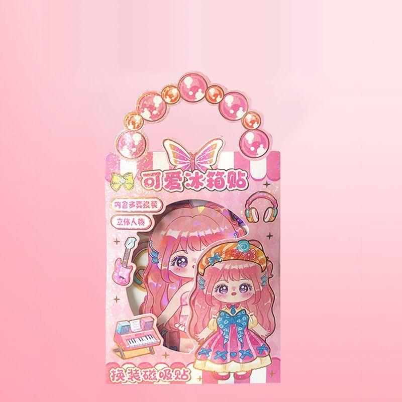 Cute Princess Dress-Up Magnetic Stickers for Kids Girl Imaginative Play DIY Materials Cartoon Refrigerator Magnet