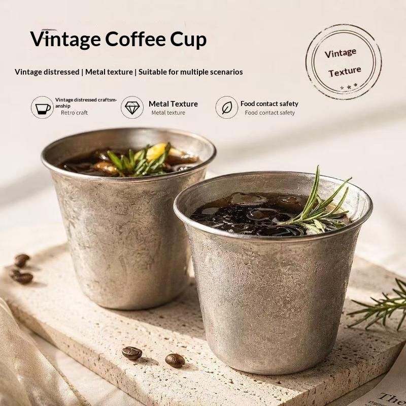 Stainless Steel Coffee Mug 300Ml Retro Style Cup Travel Tumbler Coffee Jug Milk Tea Cups Office Beer Mugs Cold Drinks Drinkware