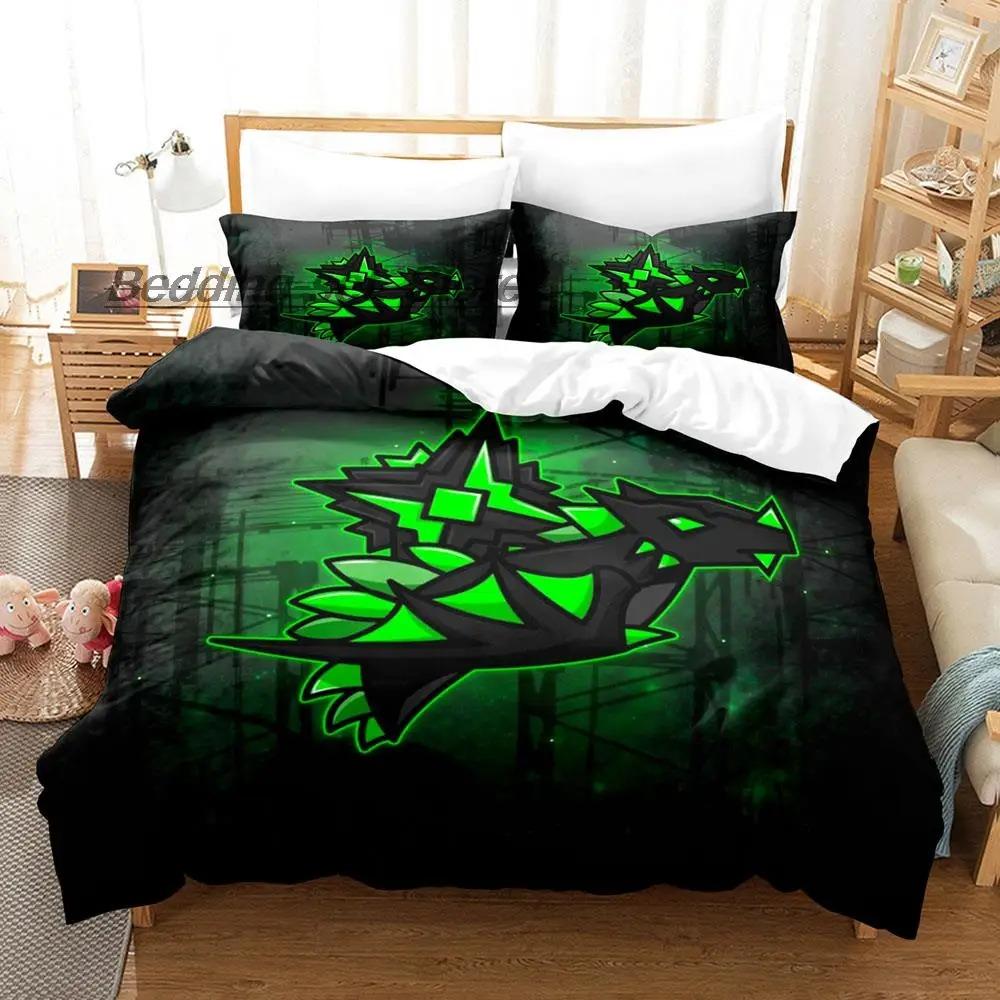 Hip Hop Angry Geometry Dash Bedding Set Single Twin Full Queen King Size Bed Set Game Bedroom Duvetcover Sets Anime Bed