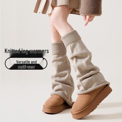 Einfarbige Damen-Stulpen mit Rüschen - Gestrickt, vielseitig, ausgestellt, Hot-Girl-Style lange Socken für Frühling und Herbst.