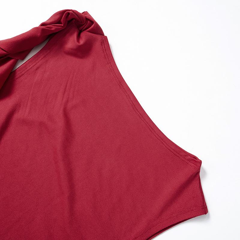 Summer Women'S Solid Color Vest Fluttering Tassel Sleeveless Slim Pullover Round Neck T-Shirt Casual Street Wear Y2K