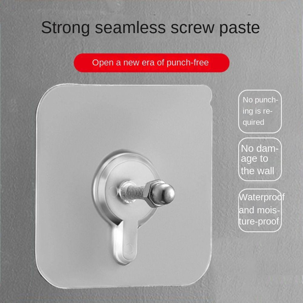 5Pcs Acrylic Self Adhesive Screw Stickers No Need to Punch Holes Wall Hook Towel Coat Hooks