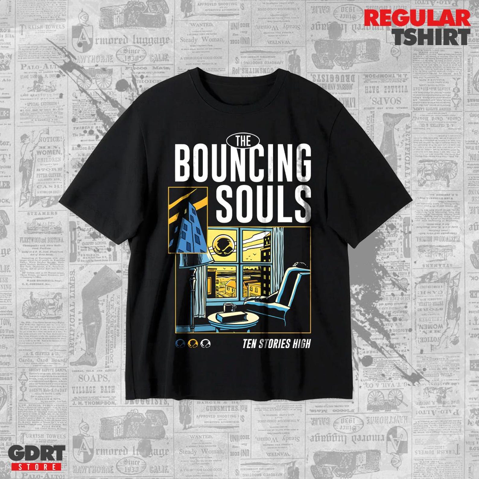 The Bouncing Souls T shirt - Ten Stories High Albums - Unisex Heavy Shirt 2XL