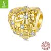 Golden Autumn Love Four-Leaf Clover Bracelet Beaded Accessories Charm S925 Sterling Silver Lucky Beads Loose Beads