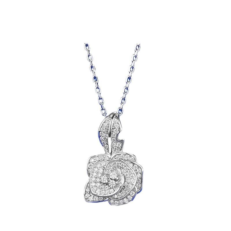 

Xiancan 2023 S925 Silver Camellia Pendant Necklace: Women s Fashionable, Versatile European & American Style. 925 Silver