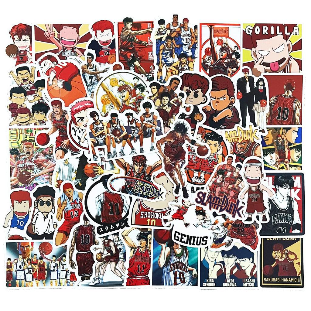 Slam Dunk Sticker Waterproof and Stylish Computer Slam Dunk Anime Stickers for DIY Water Travel Birthday Gifts 50-Piece Set, Stickers, Suitcases,