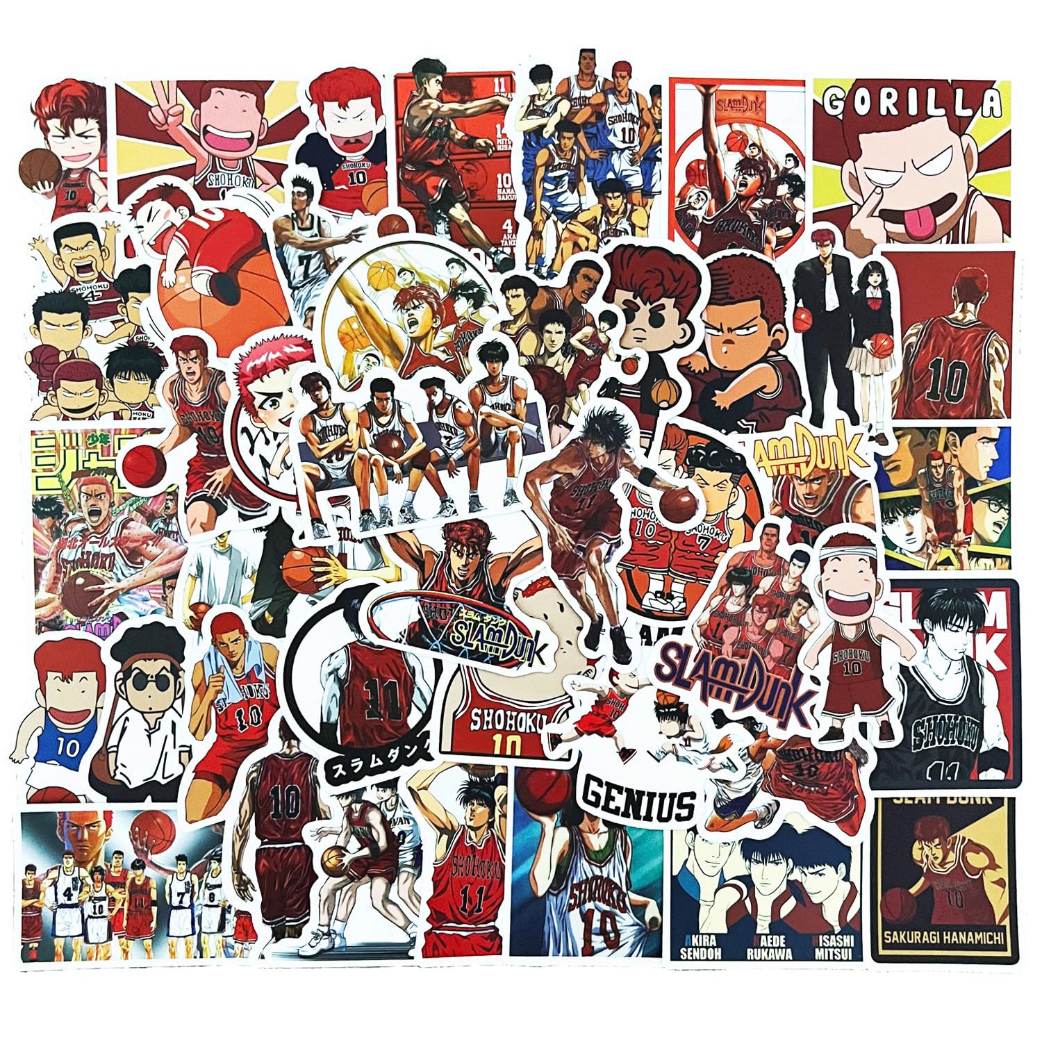 

Водонепроницаемые и стильные наклейки Slam Dunk, аниме-наклейки Slam Dunk для DIY, для воды, для путешествий, подарки на день рождения, набор из 50 штук, наклейки, чемоданы,