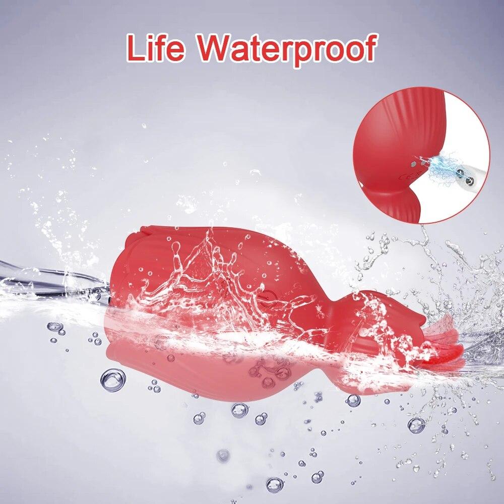 Sucking Rose-Tongue Licking Vibrator for Women Clitoris Stimulator Oral Nipple Vacuum Clit Sucker Female Sex Toys for Adults