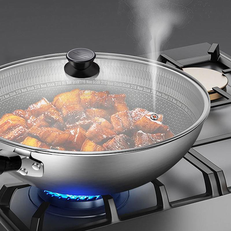 Visible Pot Cover Tempered Glass Pot Lid Stainless Steel Rimmed Pan Lid Spill Shatter-Proof Round Chef Glass Cover