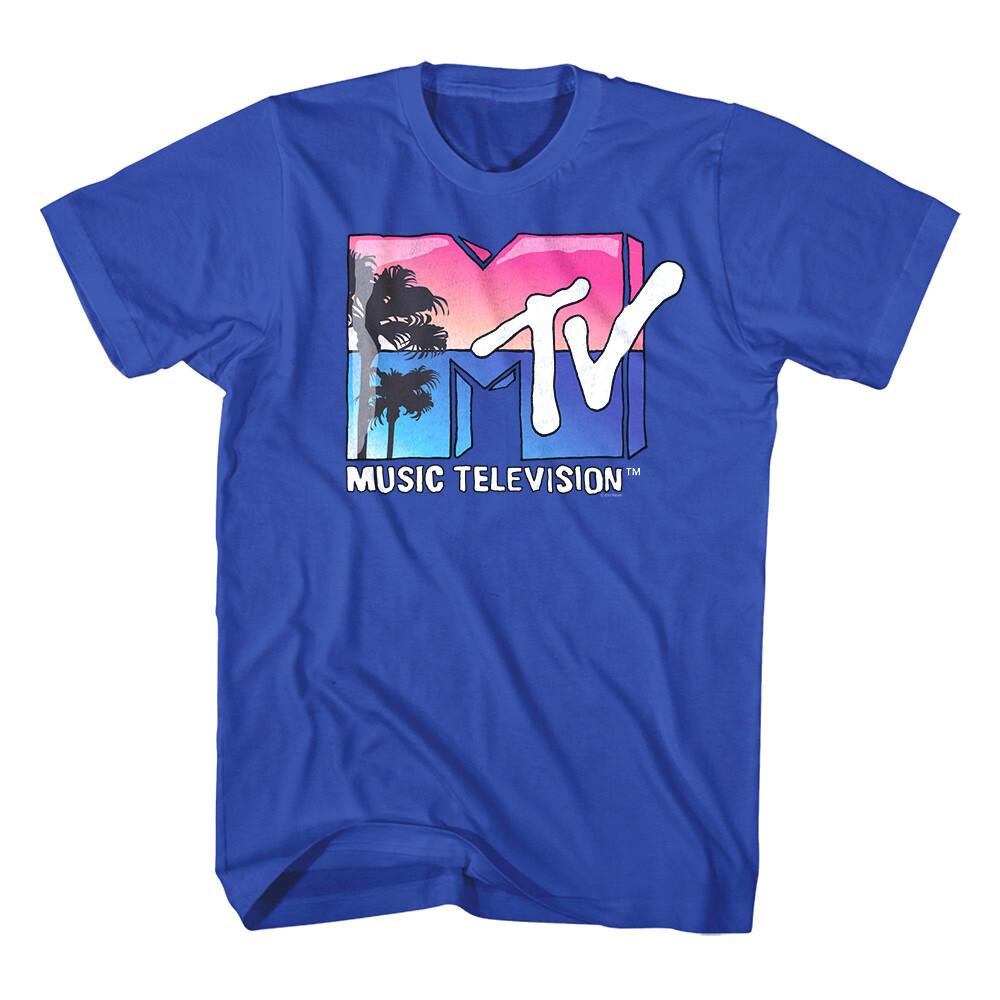 MTV Beach Sunset Logo Men T Shirt Miami Spring BreaK Palm Trees Music XL