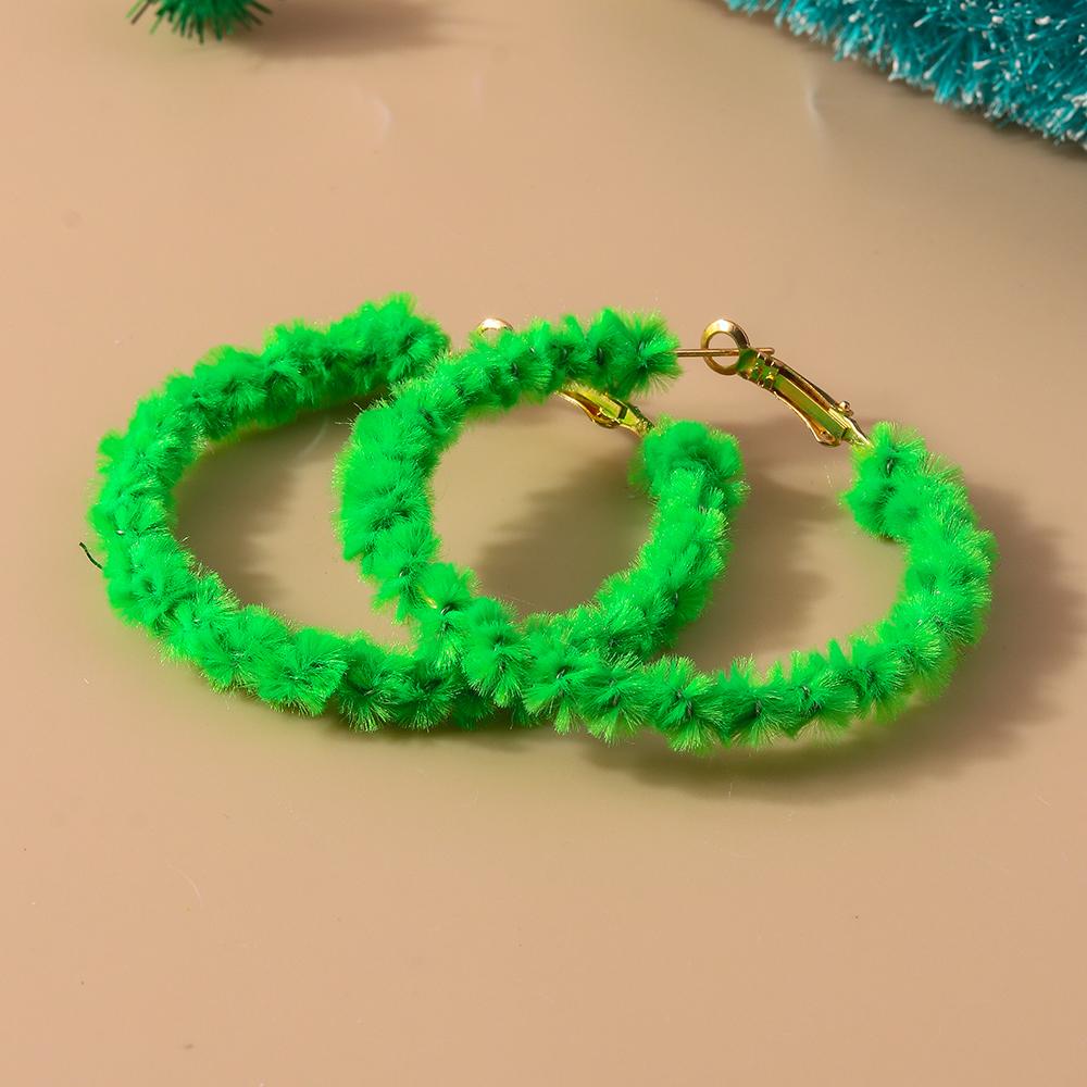 Fashion Christmas Wreath Circle Hoop Earrings for Women Girls Colorful Beads Earrings New Year Party Festival Jewelry Gifts