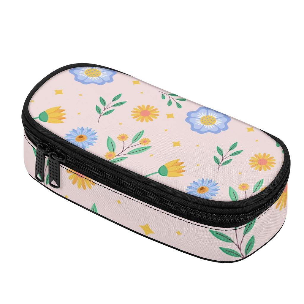 Pencil Bag Organized Storage Zipper Closure 300D Polyester with Mesh Pocket Removable Divider and Pen Slots for Daily School Use