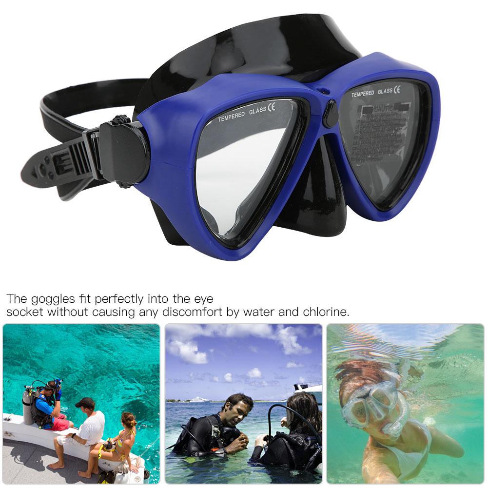 Adult Diving Goggles Swimming Scuba Snorkel Equipment Anti Fog Underwater Glasses(Blue )