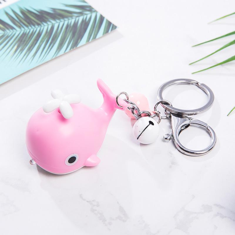 Whale LED Sound Keychain Mini Flashlight & Bag Pendant
