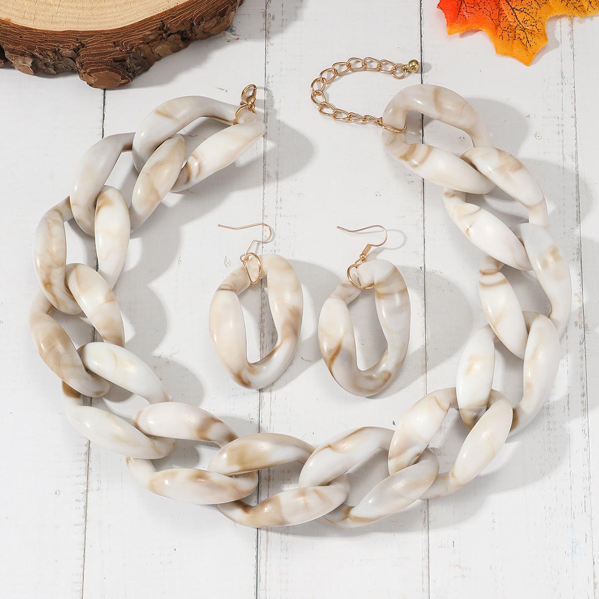 

Преувеличенный акриловый воротник-цепочка серьги ожерелье для женщин Boho Rock ювелирные изделия Подарки