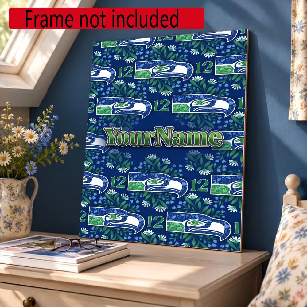 Seattle Seahawks Customize Text Diamond Painting Round Diamond Mosaic Suitable For Beginners Diamond Painting Rhinestones Gift Frameless