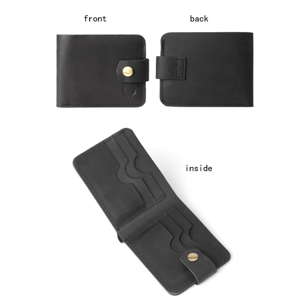 2025 Genuine Vegetable Tanned Leather Card Holder Minimalist Wallet Button Closure Large Capacity Coin Purse for Driver License
