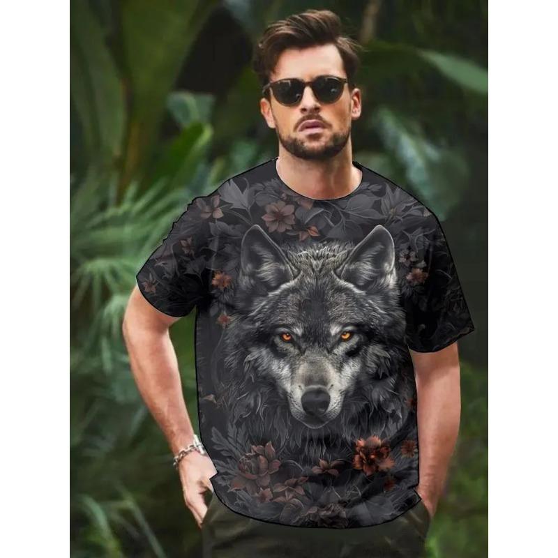 Summer Round Neck 3D Animal Print Top Fashionable Casual Short Sleeved Men's T-shirts