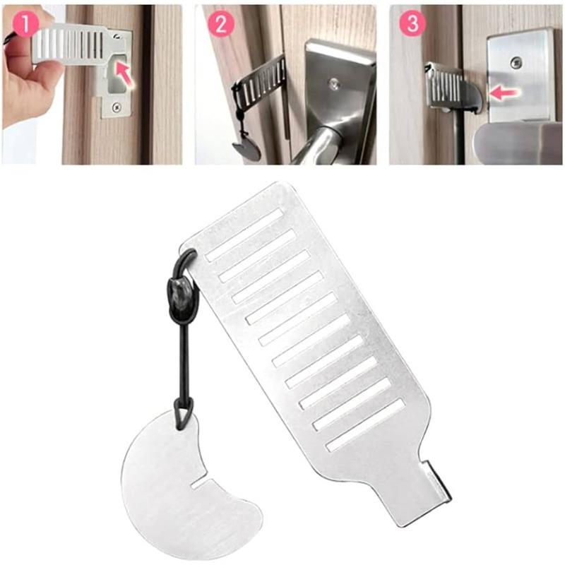 Portable 8cm Stainless Steel Door Blocker, Anti-Theft Security Lock for Home, Hotel & Travel, Privacy Protection Tool