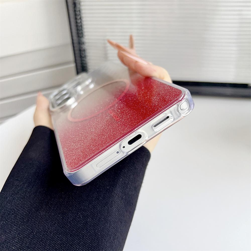 For Magsafe Magnetic Glitter Gradient Color Case for Samsung Galaxy S26 Ultra S25 Edge FE S24 Plus A06 A16 A36 Transparent Cover