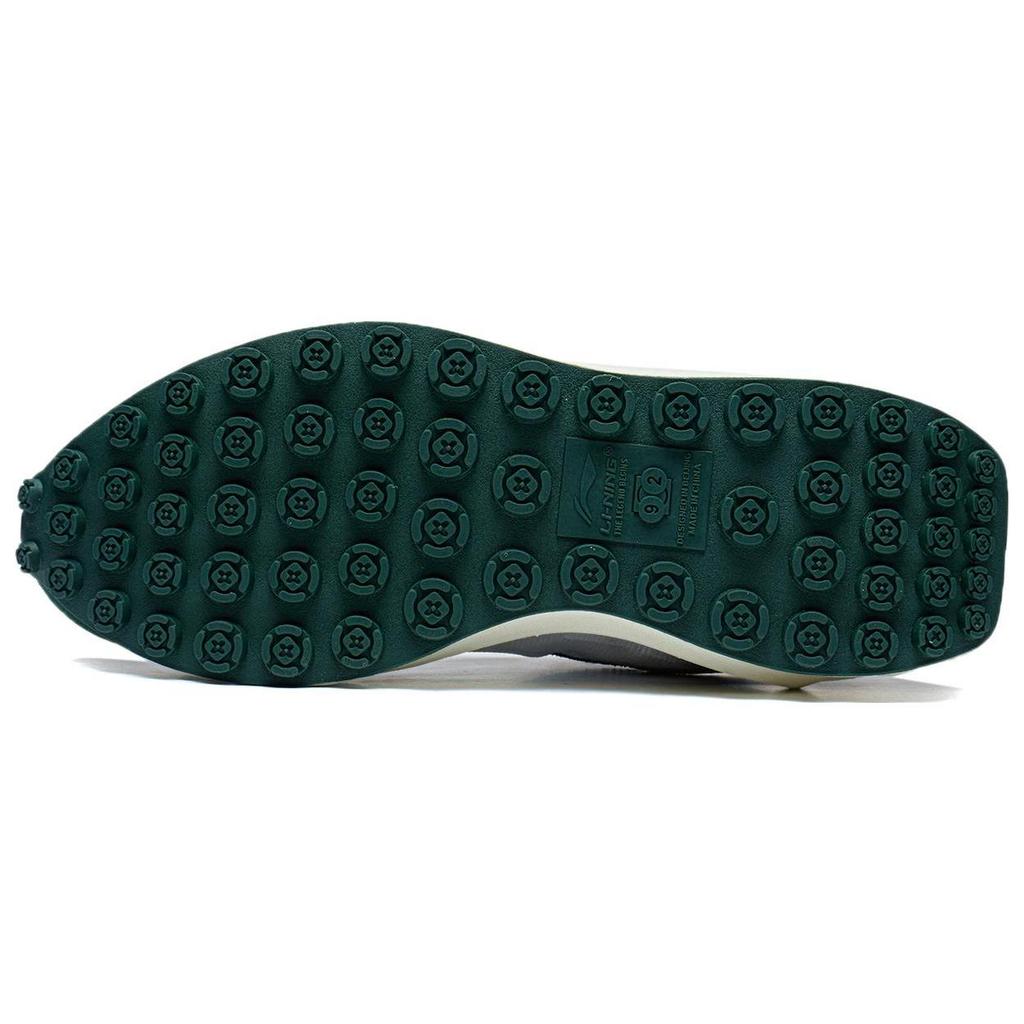 Zapatillas Deportivas Casuales de Caña Baja Antideslizantes Resistentes a la Abrasión Li Ning Square para Hombre Blancas Verdes AGCT015-2