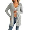 Women's Solid Color Loose Long Sleeve Pocket Cardigan Jacket
