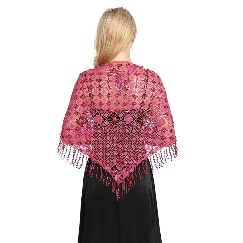 Capes Sequins Tassel Shawls Tassels Belly Dancing Scarf Practice Triangle Shawl  For Women