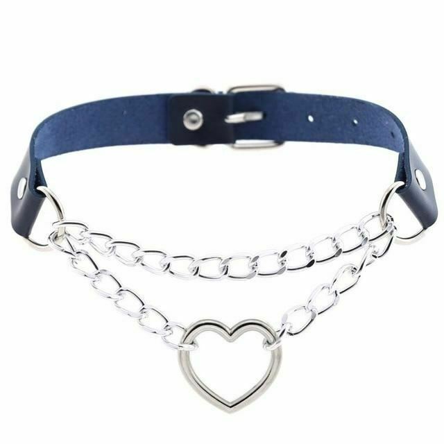 Day Collar Heart Pendant Choker Silver Chain Necklace Collars & Leashes