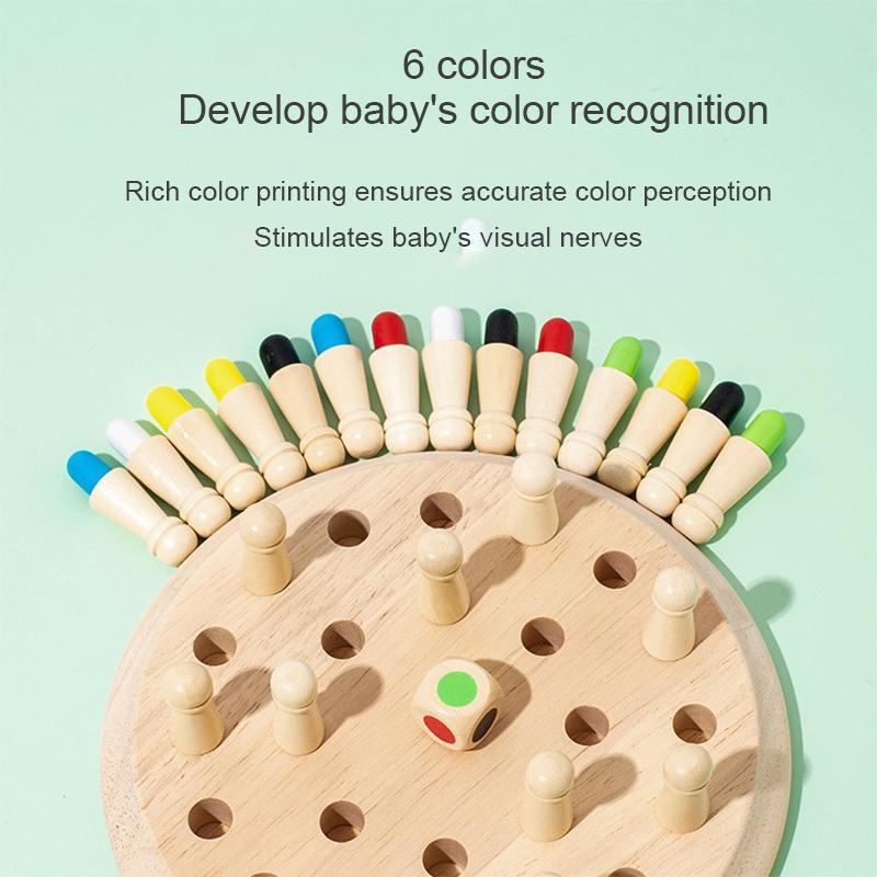 Wooden Memory Chess Board Game, Educational Toy For Kids Focus Training, Kids Matchstick Chess Color Cognitive Ability Toy