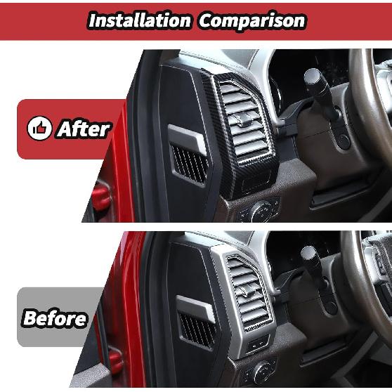 2pcs/set Dashboard Air Conditioning Vent Cover Trim for Ford F150 2015 2016 2017 2018 2019 2020 Interior Accessories (Carbon Fiber)