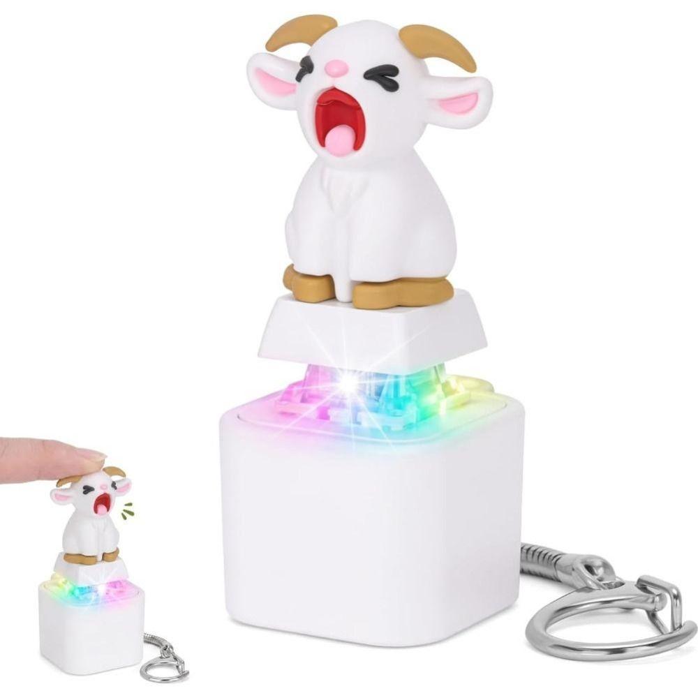 LED Glowing Screaming Goat Keychain Mechanical Click Fidget Button Toy Keyboard Lovers
