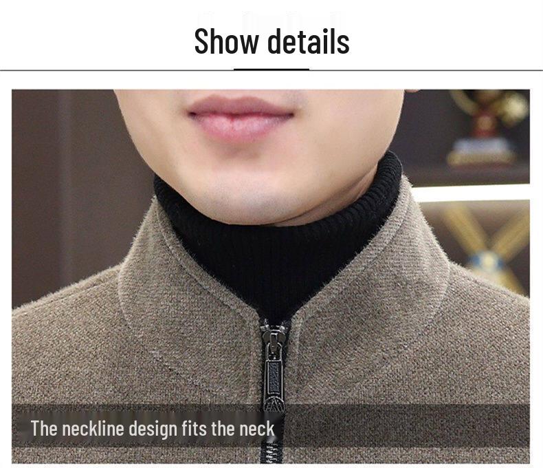 2025 Men's Gold Sable Velvet Thickened Chenille Lapel Jacket for Middle-Aged & Young Casual Wear