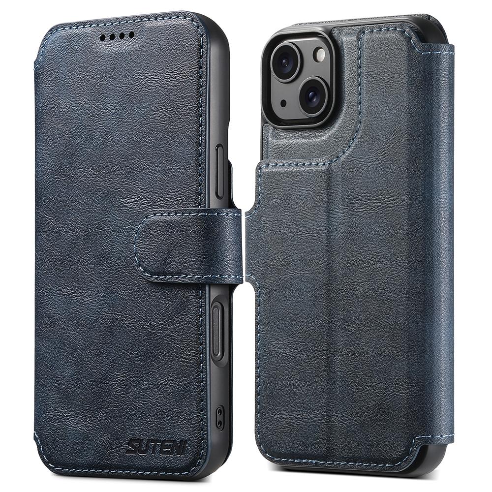 

SUTENI Q-05 For iPhone 15 Plus/14 Wallet Case 2 in 1 Detachable Leather Flip Phone Cover with Stand Blue