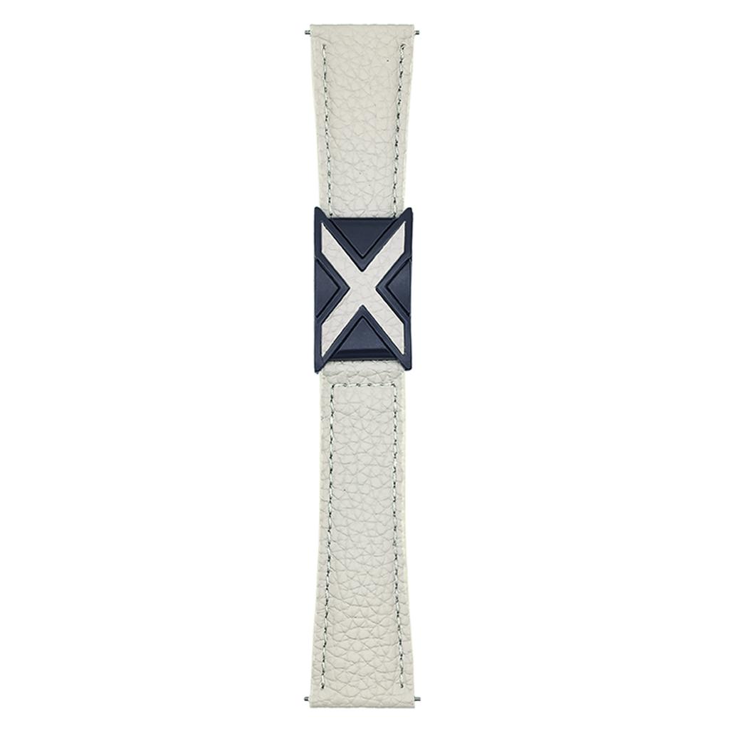 For Samsung Galaxy Watch7 44mm/40mm Watch Band 20mm Magnetic X-Buckle Litchi Texture Leather Strap