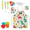 Vibrant Dinosaur Fabric Apron Kitchen Playset For Kids With Essential Accessories Baking