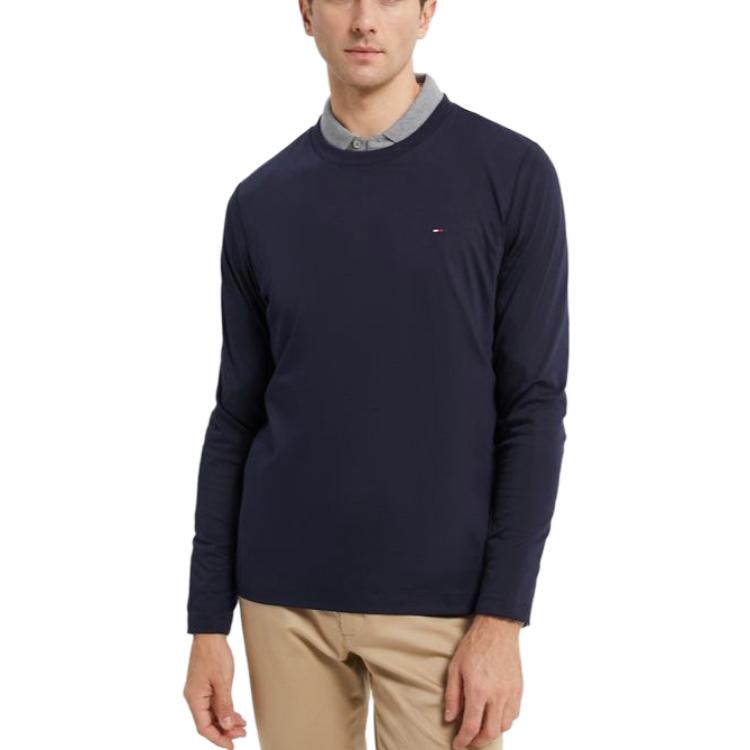 Tommy Hilfiger Slim Fit Long Sleeve T-Shirt With Small Embroidery Men tops Navy-Blue MW0MW27908-DW5