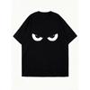 Übergroßes T-Shirt Schwarze Augen Druck Freizeitkleidung für Frauen