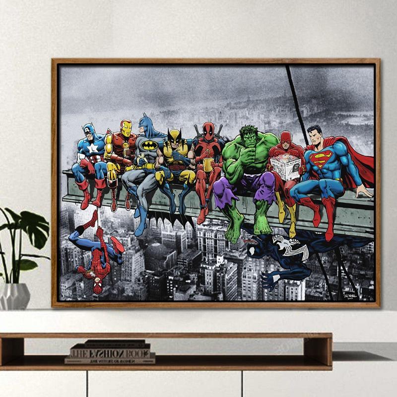 Disney Marvel Super Hero Poster Spiderman Hulk Iron Man Canvas Painting Wall Art HD Avengers Picture Room Decor Children's Gifts