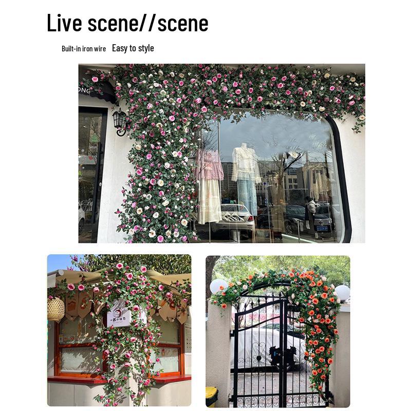 Silk Rose Vine Artificial Flower Chain for Living Room Decor
