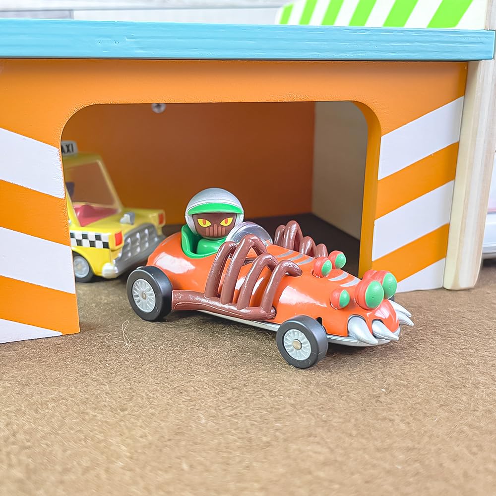 DJECO Crazy Motor Turbo Spider Sports Car Racing Car with Figures Car Suspension Educational Toy Educational Age 3 4 5 6 7 8 Boys Toddlers Baby