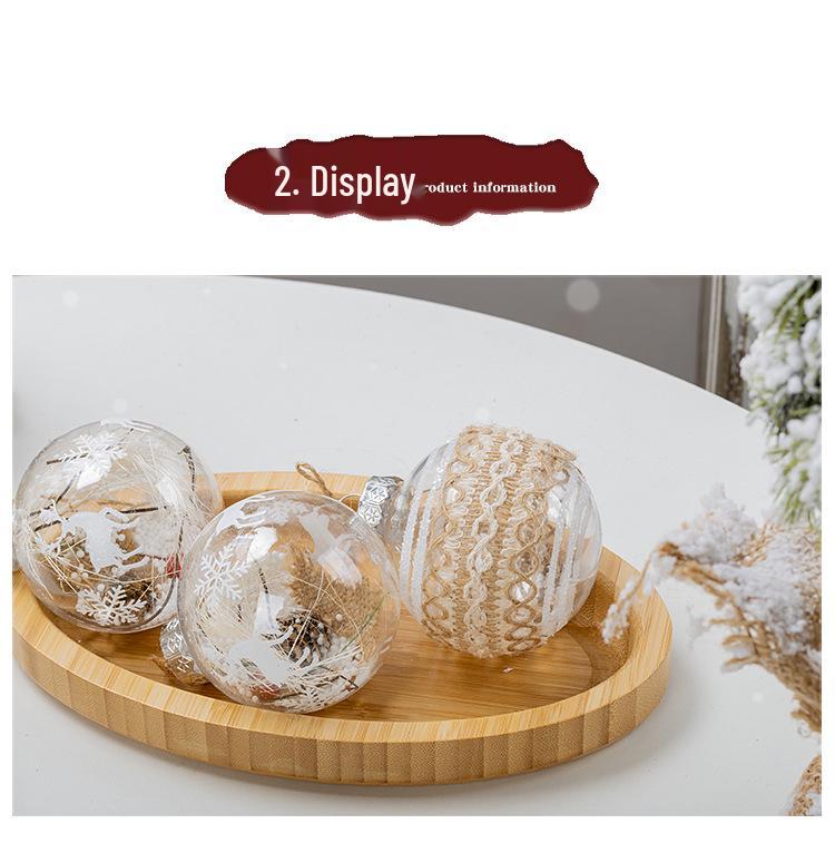 Acryl Weihnachtsbaumschmuck: 9-teiliges Set - 8 cm Schaumstoff-Hängekugeln mit Schneeflocken-Transparentdesign